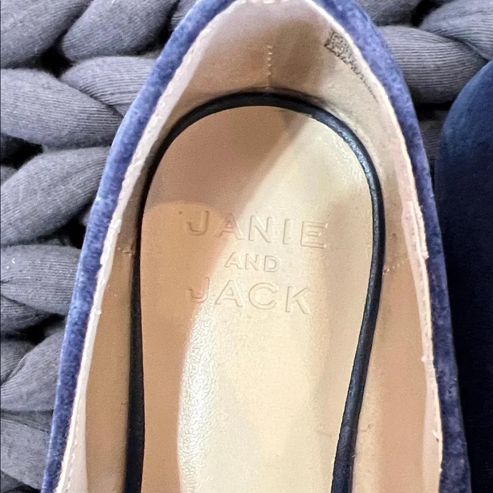 Janie and Jack Navy Velvet Bow Flats